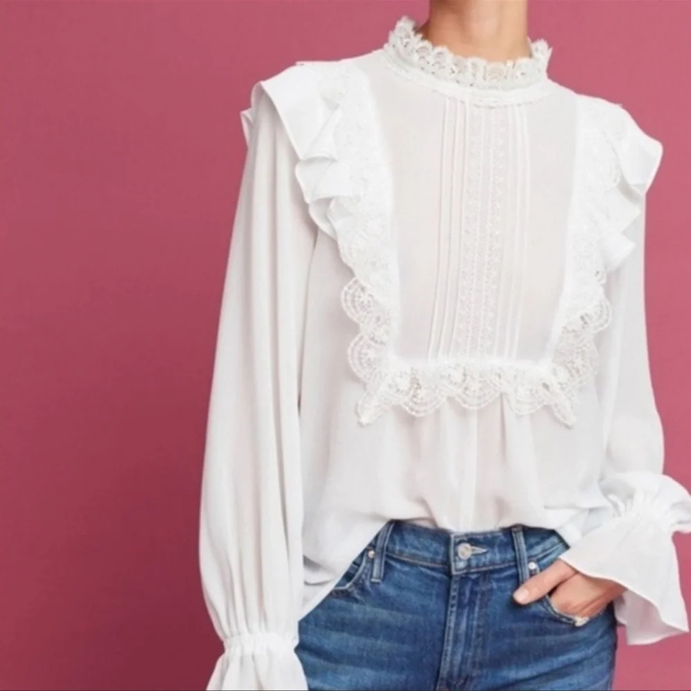 Anthropologie/eri+ali White Blouse - Picture 1 of 12